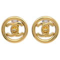Chanel Turnlock Button Earrings Gold Clip-On 97P