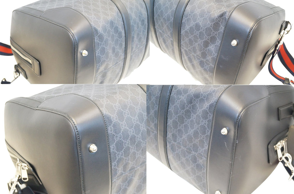 GUCCI Black Soft Gucci Supreme carry-on Duffle Travel Bag 478323