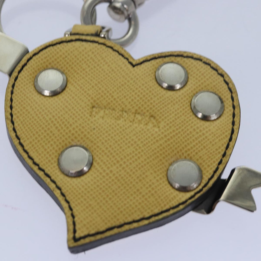 Prada Charm Logo Key Ring Saffiano Leather Yellow Leather Accessory