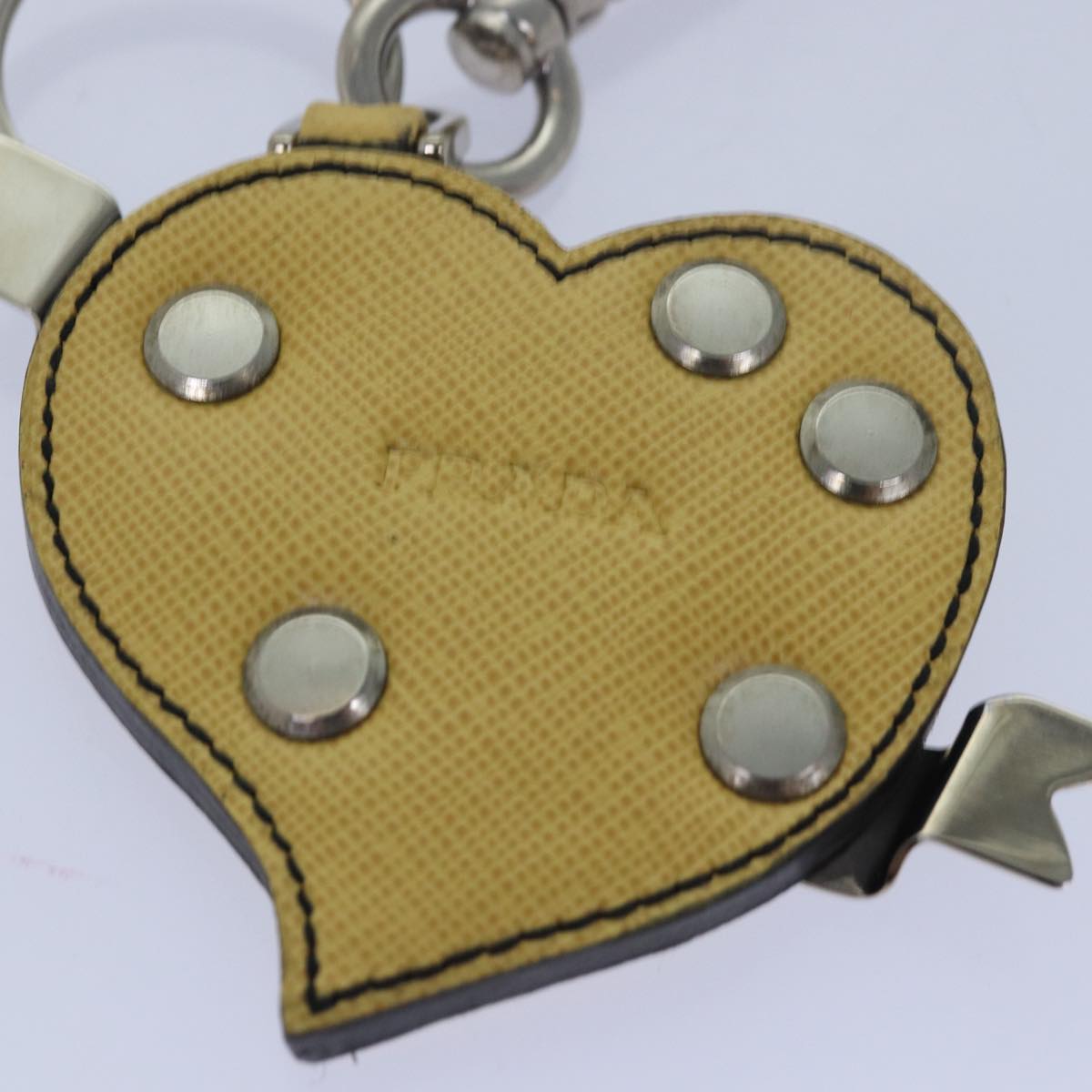 Prada Charm Logo Key Ring Saffiano Leather Yellow Leather Accessory