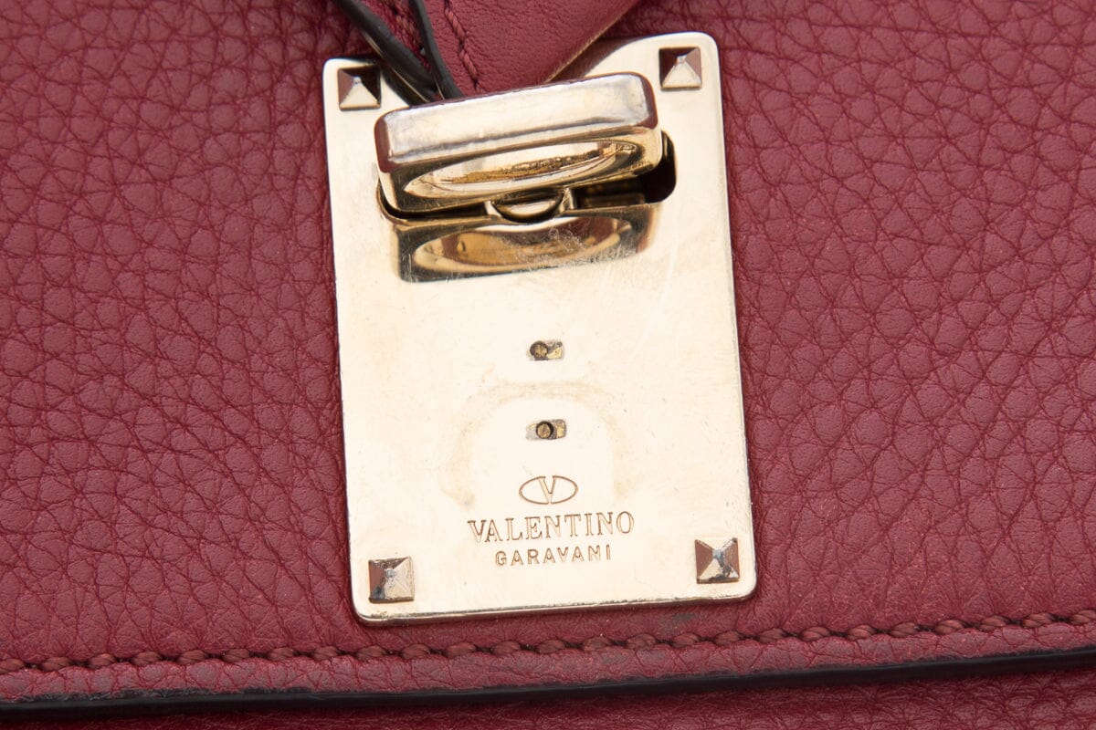 Valentino Red Grained Leather Shoulder Handbag