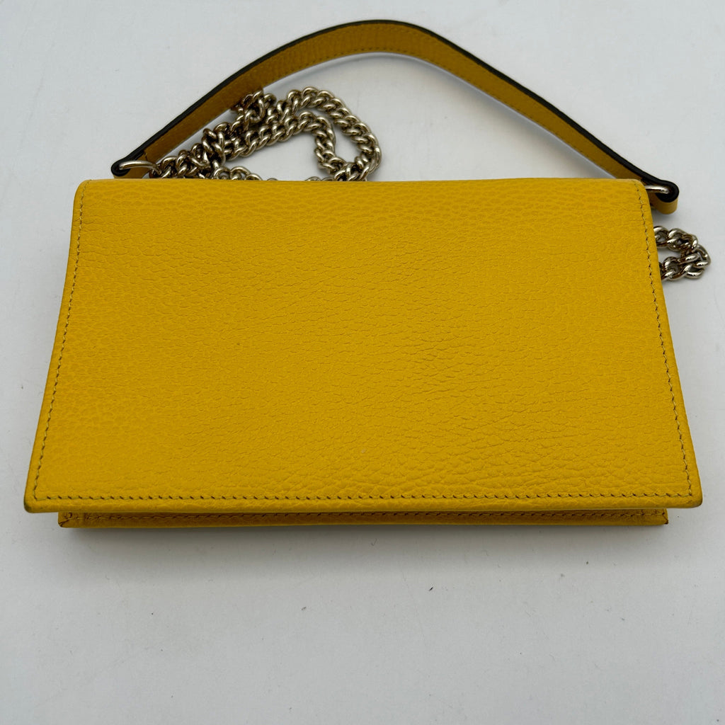 Gucci Interlocking Yellow Leather Clutch Bag