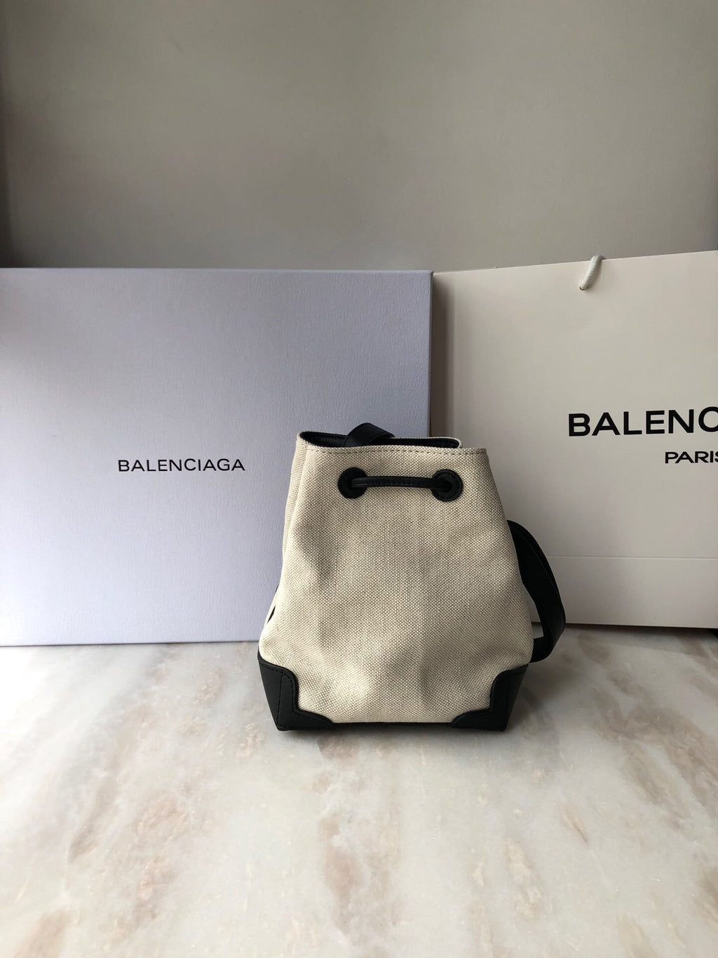 Navy Cabas Linen Crossbody Bag In White, For Women,  Bags 9.8in/25cm