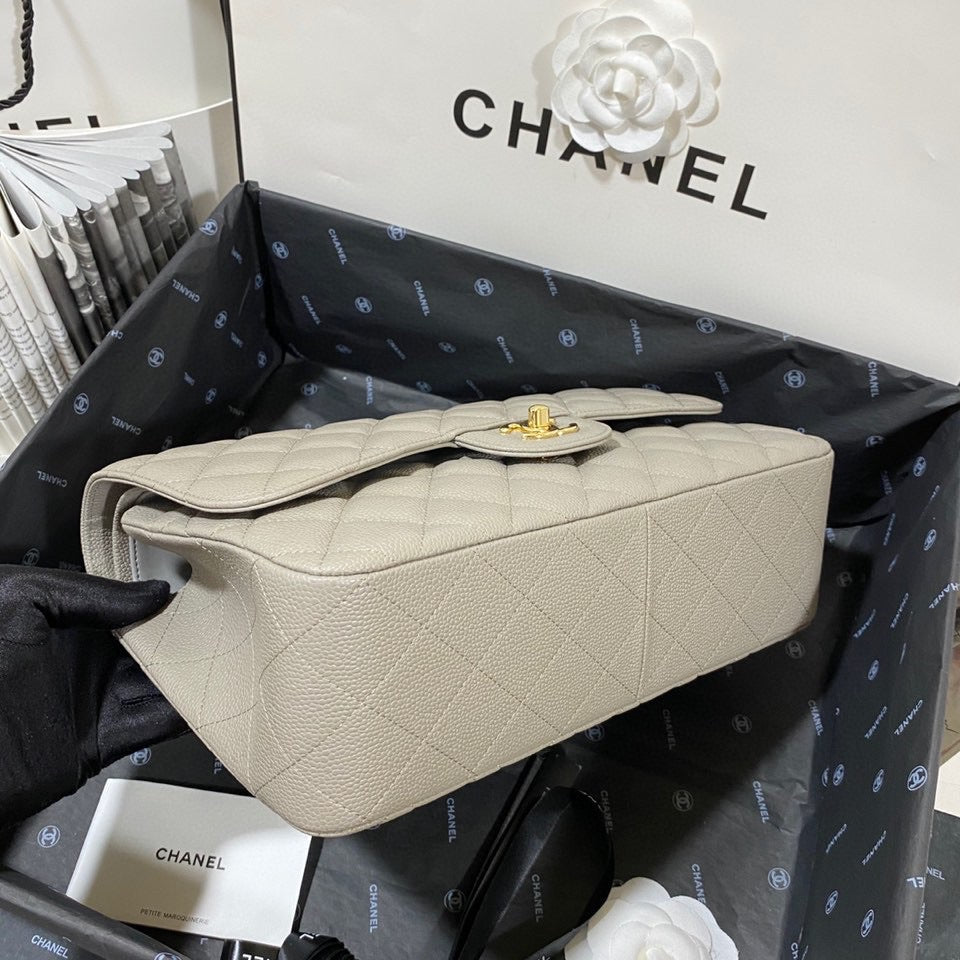 ChanelLarge Classic Handbag Gold Hardware Grey For Women Handbags, Shoulder Bags 11.8in/30cm