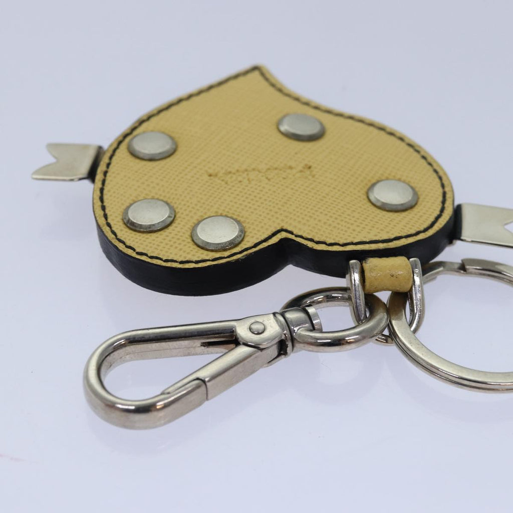 Prada Charm Logo Key Ring Saffiano Leather Yellow Leather Accessory