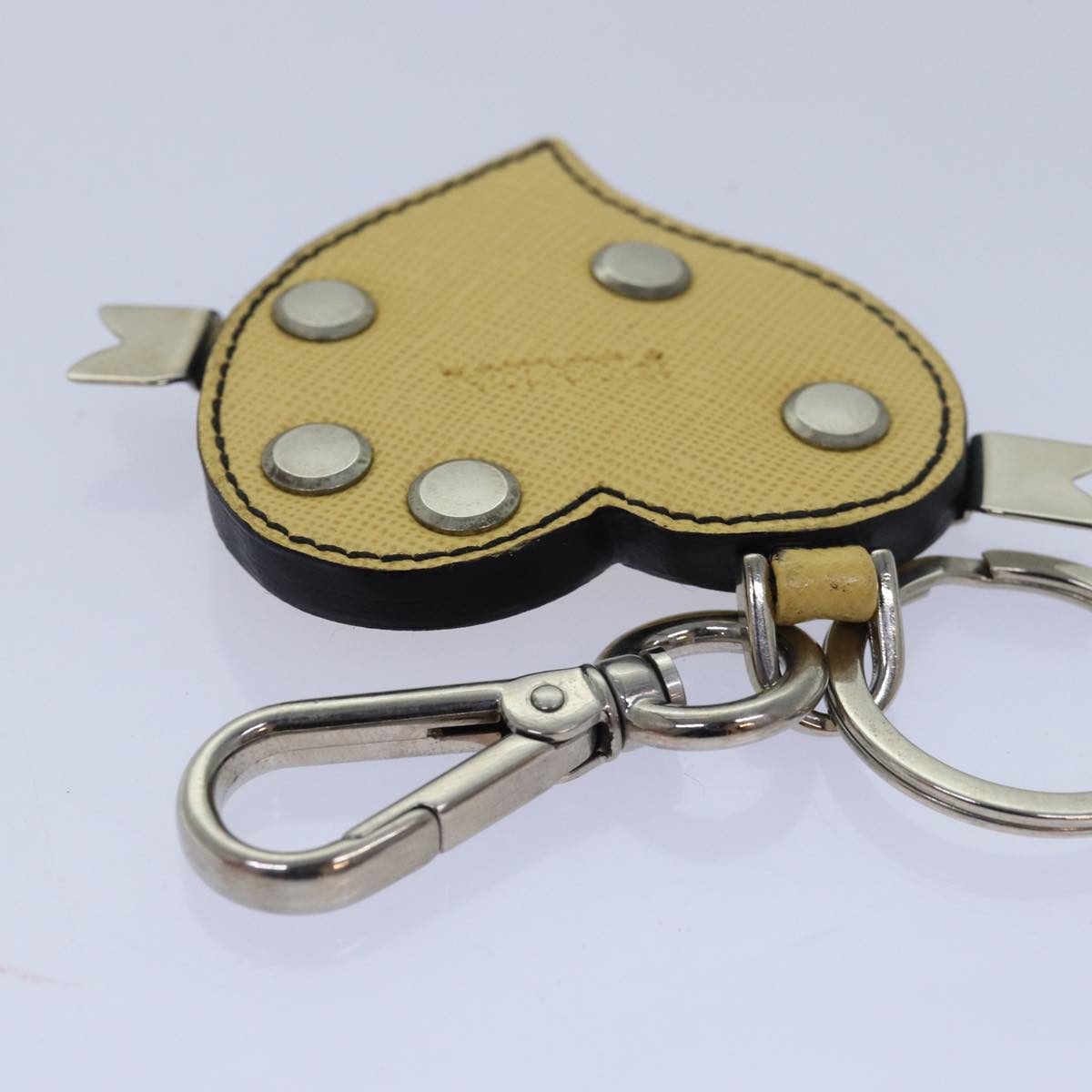 Prada Charm Logo Key Ring Saffiano Leather Yellow Leather Accessory