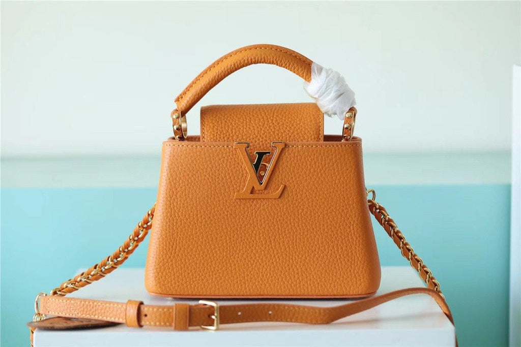 Louis Vuitton Capucines Mini Taurillon Jaune Sunbeam For Women,  Shoulder And Crossbody Bags 21cm/8.3in Louis Vuitton