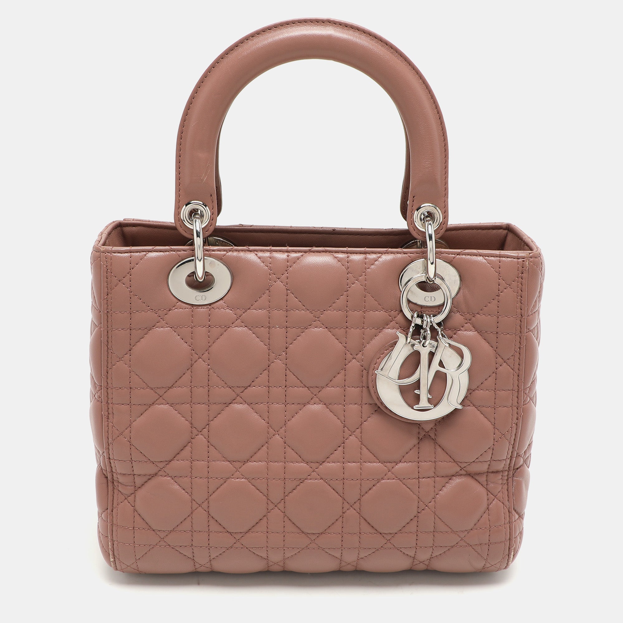 Dior Beige Cannage  Leather Medium Lady Dior Tote