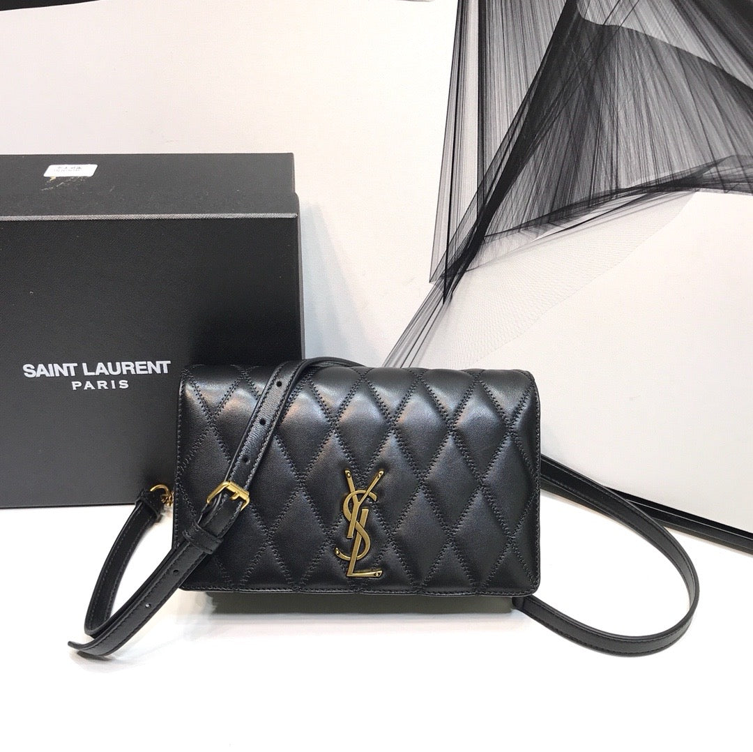 YSSL Angie Patent Handbag Black For Women 8in/22cm YSL