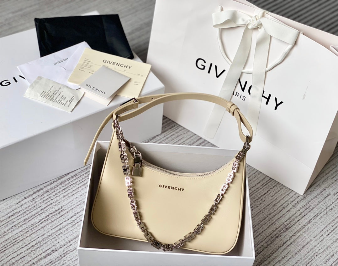 gv Small Moon Cut Out Bag Cream For Women, Handbags, Shoulder Bags 9.8in/25cm GVC