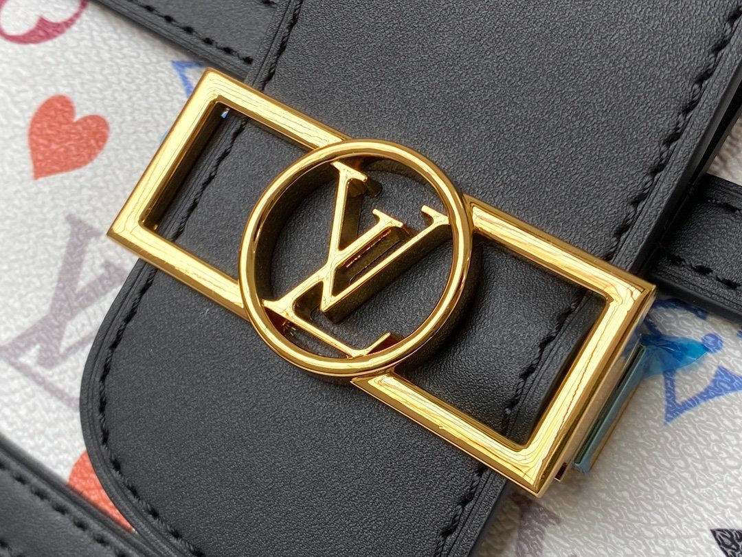 Louis Vuitton Dauphine MM Game On Monogram Canvas White For Women,  Shoulder Bags 9.8in/25cm Louis Vuitton M57463