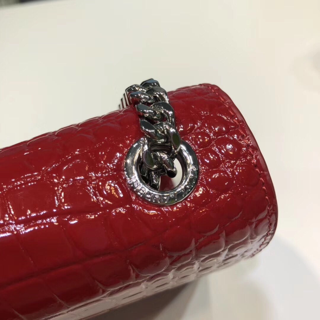 Top Quality Kate Small Chain Bag With Tassel In Embossed Burgundy For Women 7.8in/20cm YSLÂ 