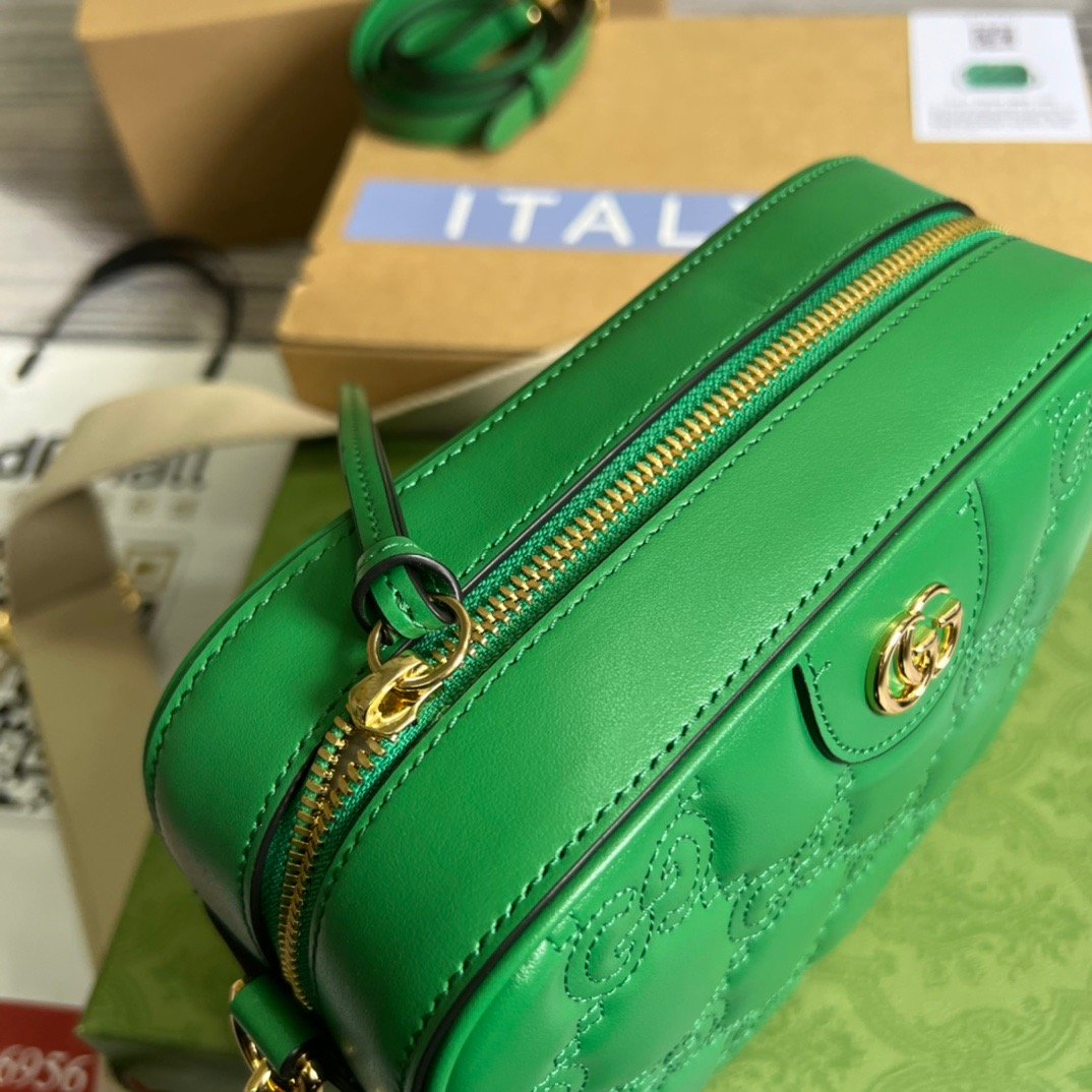 Gucci Matelasse Shoulder Bag Green For Women, Women’s Bags 8.5in/22cm Gucci 702234 UM8HG 3389
