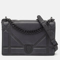 Black Matte Leather Medium Diorama Flap Shoulder Bag