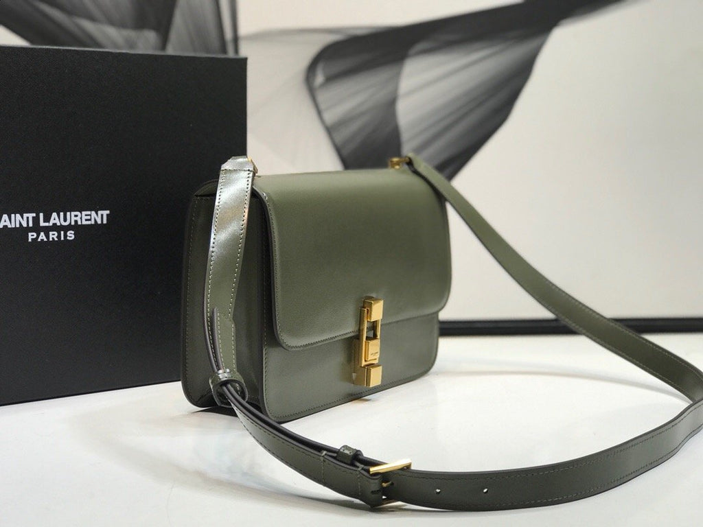 Top Quality Le Carre Satchel In Box Dark Green For Women 9in/23cm YSL