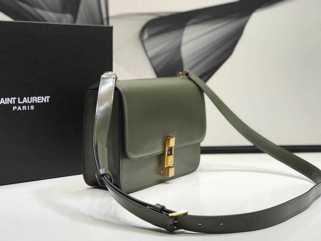 Top Quality Le Carre Satchel In Box Dark Green For Women 9in/23cm YSL