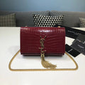 Top Quality Kate Small Chain Bag With Tassel In Embossed Burgundy For Women 7.8in/20cm YSLÂ 