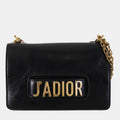 Black  Leather J'Adior Flap Bag