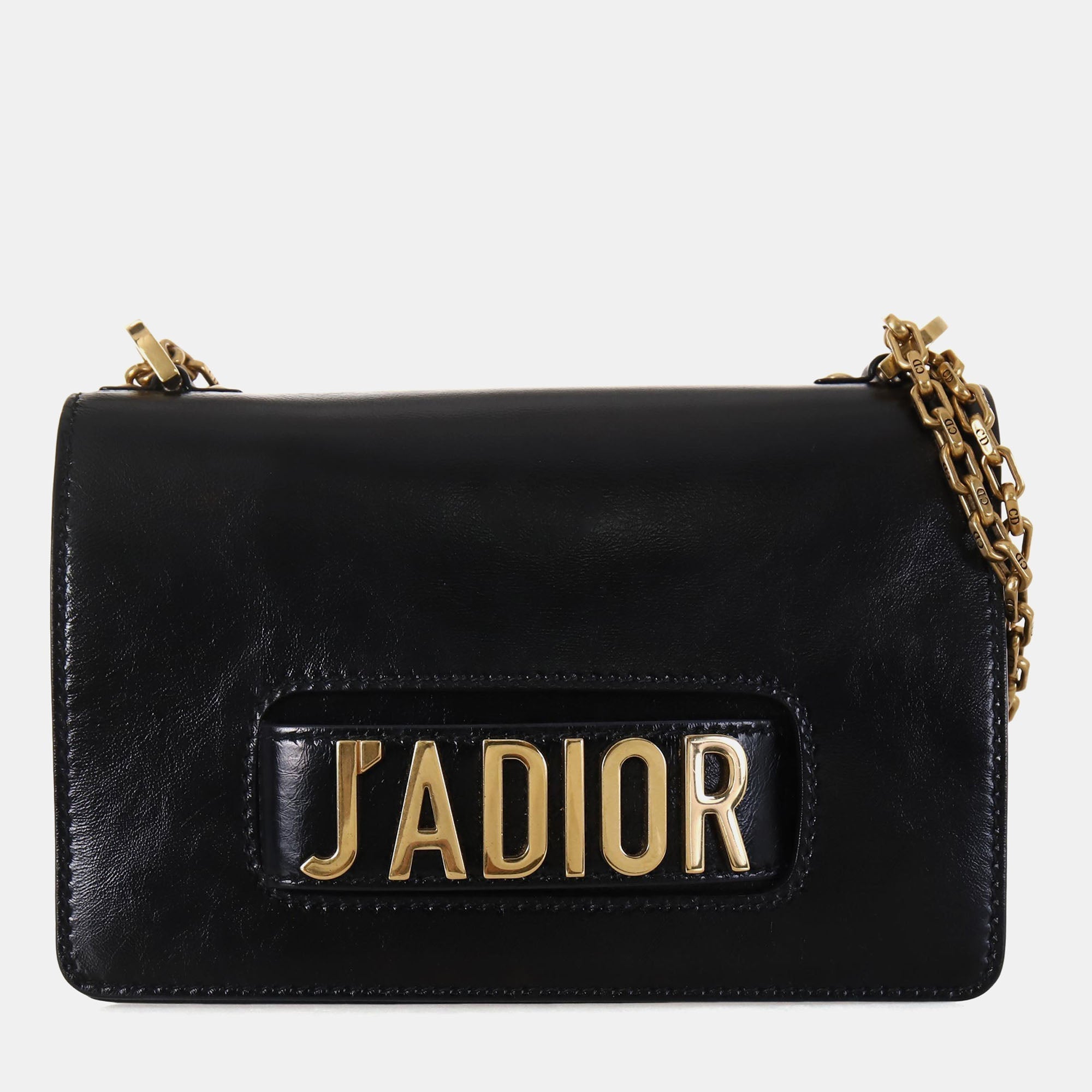 Black  Leather J'Adior Flap Bag