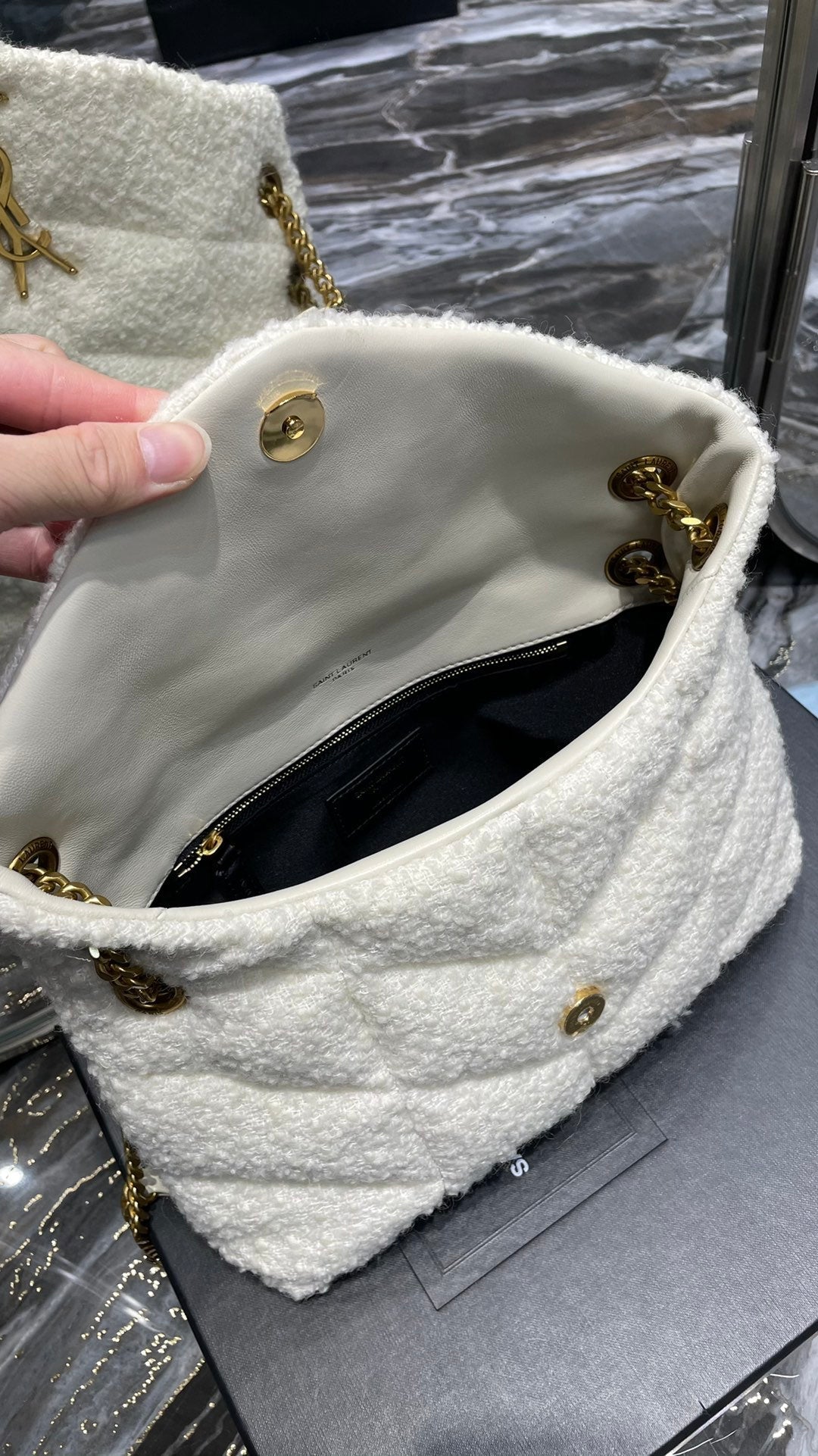 YSSL Puffer Small Chain Bag White For Women, Women’s Bags 11in/29cm YSLâ