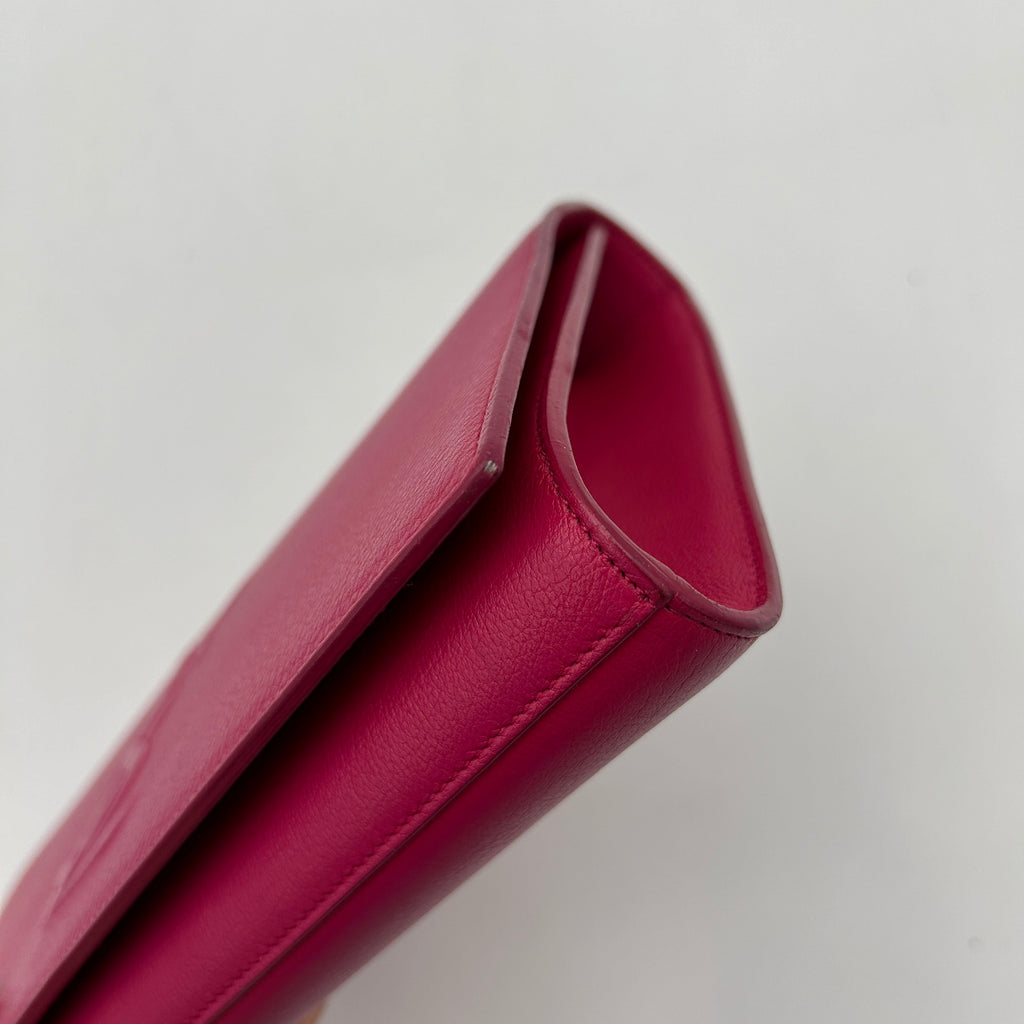 Saint Laurent Belle de Jour Pink Leather Clutch Medium
