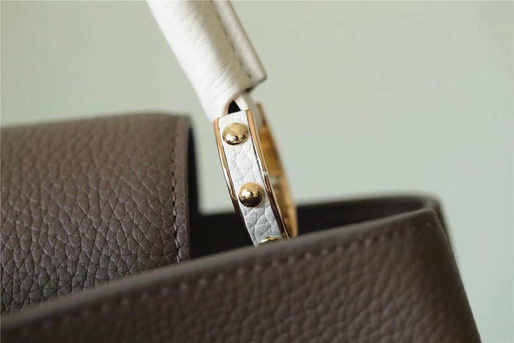 Louis Vuitton Capucines Mini Taurillon Smokey Brown Green/ Creme/ Pink For Women,  Shoulder And Crossbody Bags 21cm/8.3in Louis Vuitton