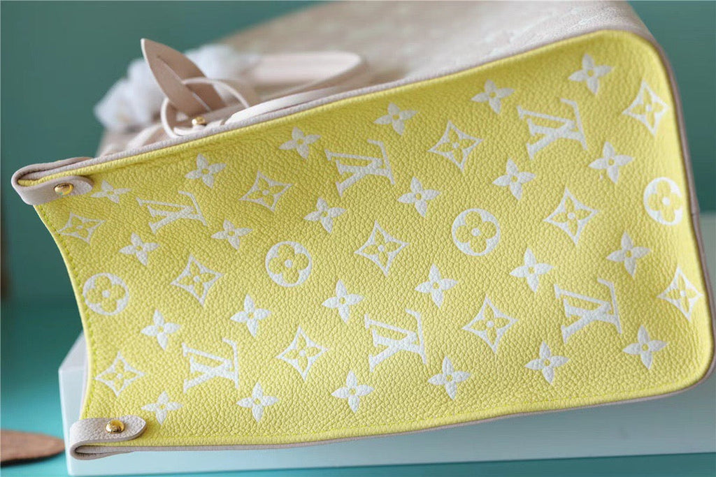 Louis Vuitton Onthego MM Monogram Empreinte Beige/ Pink/ Yellow For Women,  Shoulder And Crossbody Bags 35cm/13.8in Louis Vuitton M46128