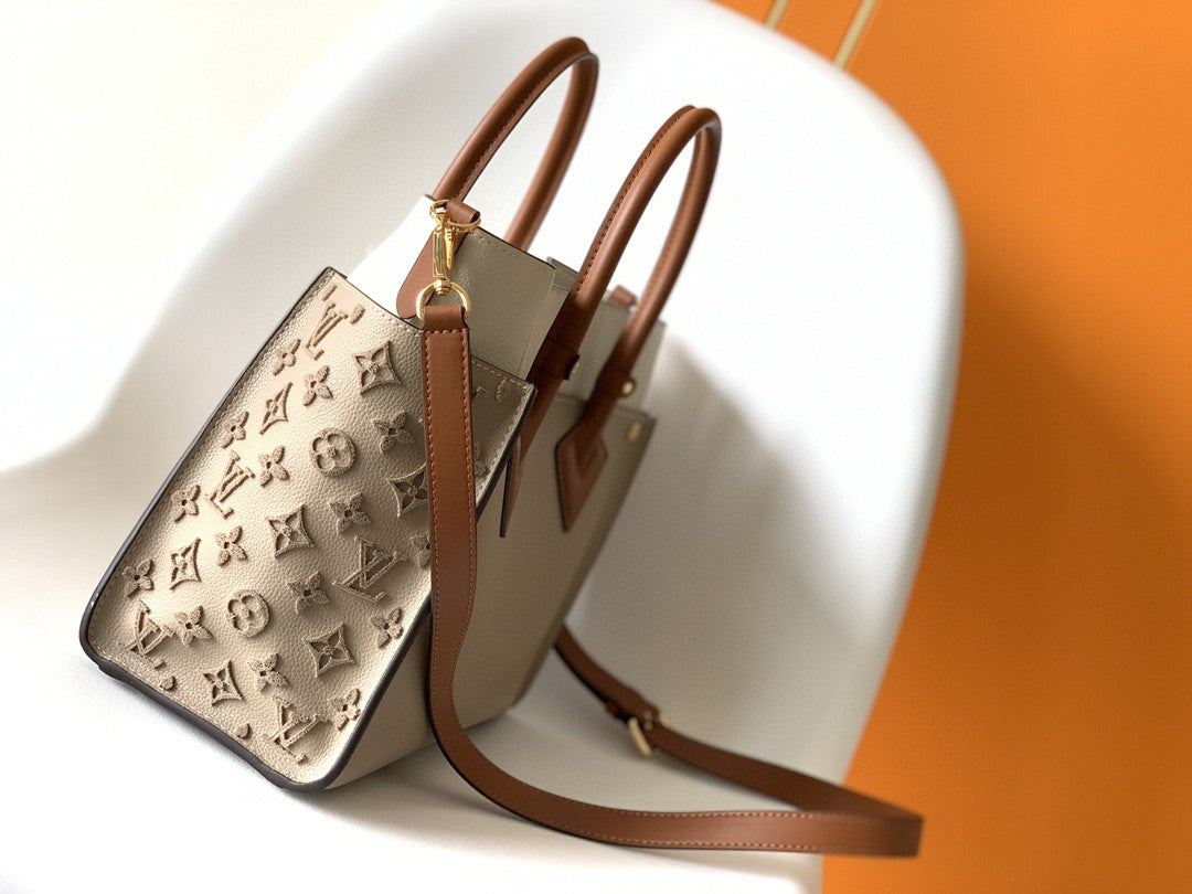 Louis Vuitton On My Side MM Tote Bag Monogram Tufting On Nappa Softy For Women,  Shoulder Bags 12in/31cm Galet Grey Louis Vuitton M53825