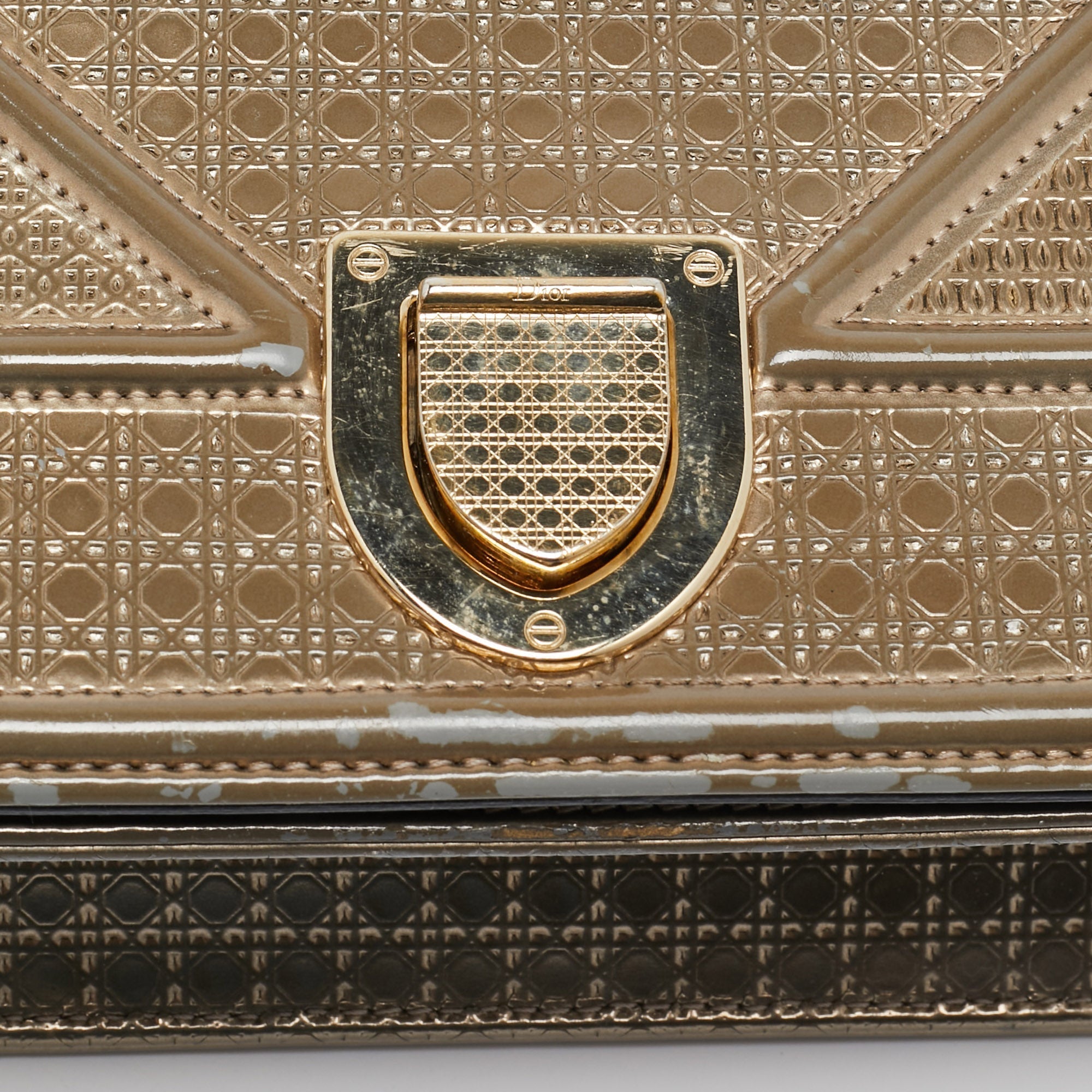 Dior Gold Microcannage  Leather Medium Diorama Shoulder Bag