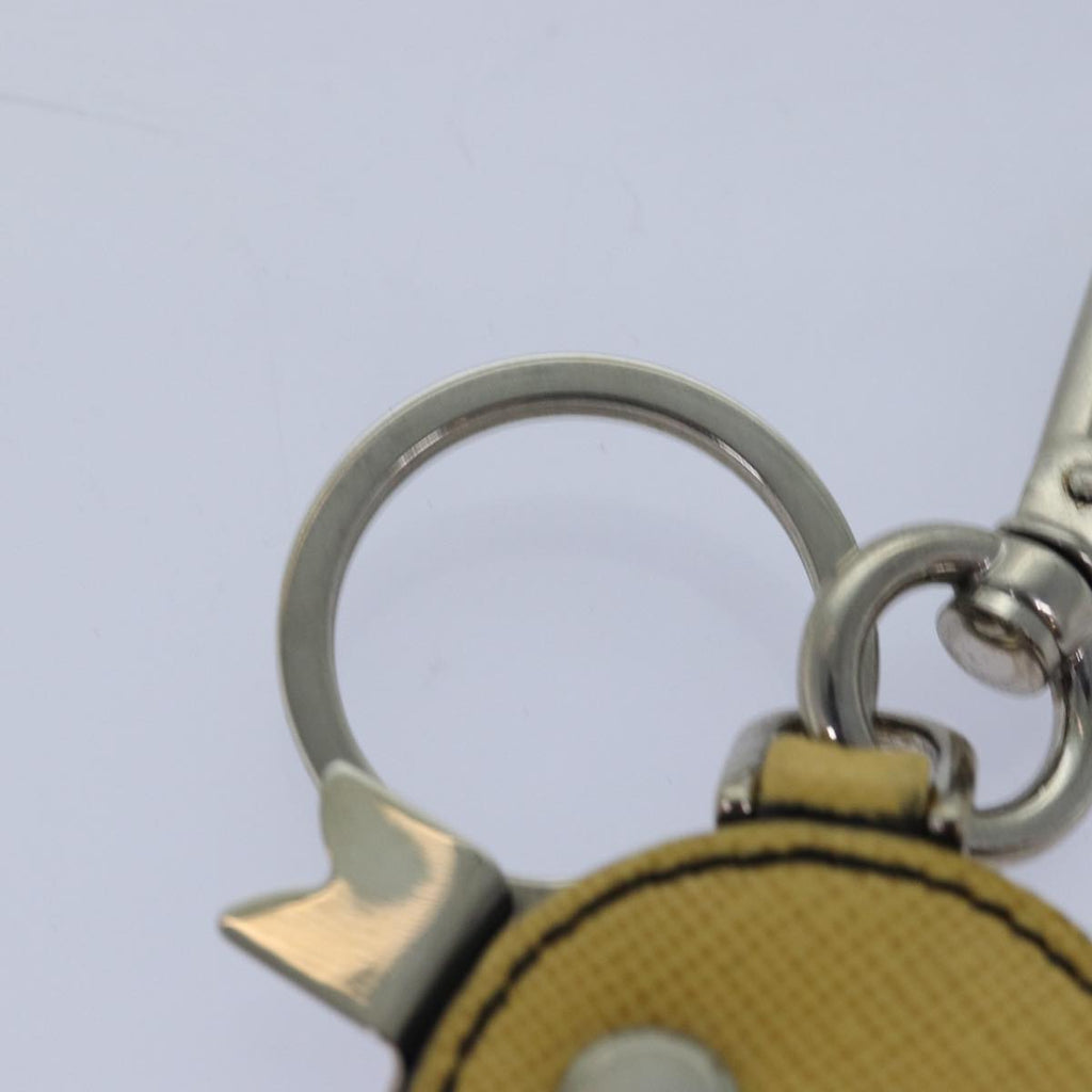 Prada Charm Logo Key Ring Saffiano Leather Yellow Leather Accessory