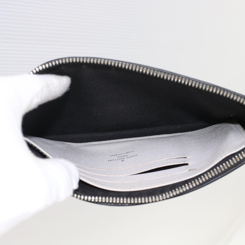 Louis Vuitton Discovery Pochette Monogram Taigarama Gray Leather Clutche & Pouche Bag