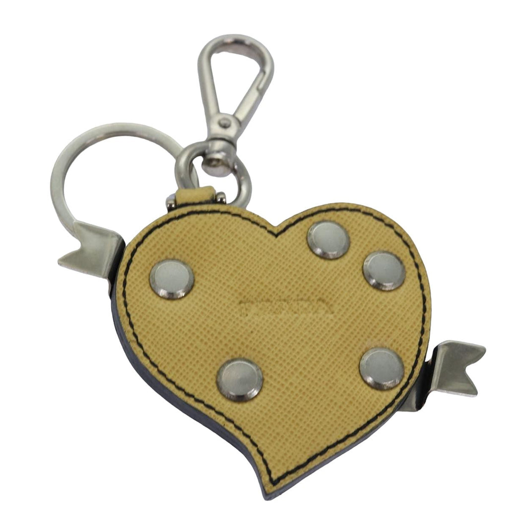 Prada Charm Logo Key Ring Saffiano Leather Yellow Leather Accessory
