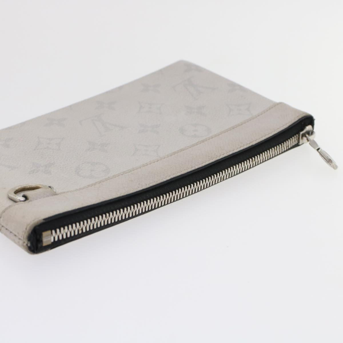 Louis Vuitton Discovery Pochette Monogram Taigarama Gray Leather Clutche & Pouche Bag