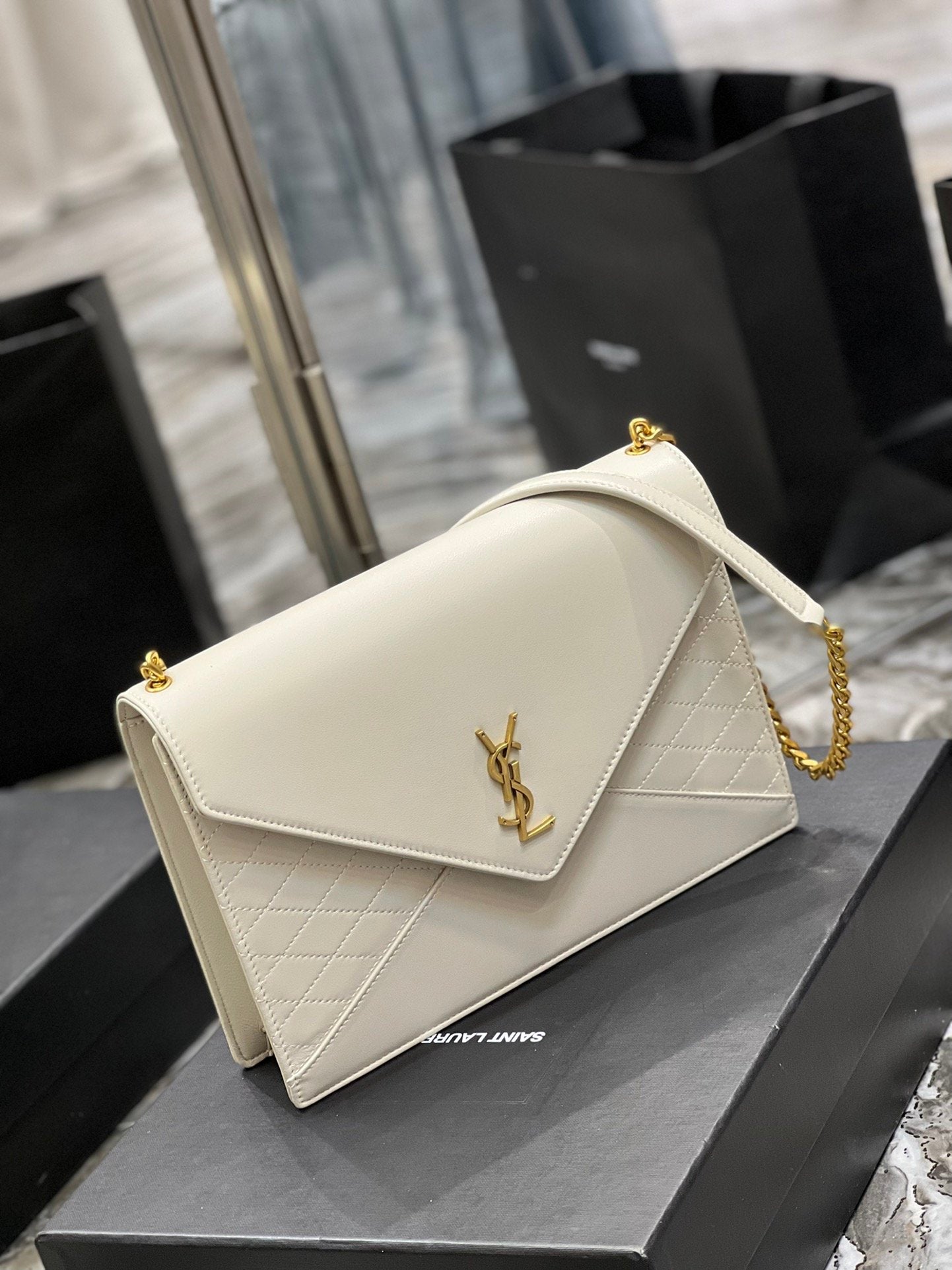 Top Quality Gaby Chain Bag White With Gold Hardware For Women 10.4in/27cm YSL