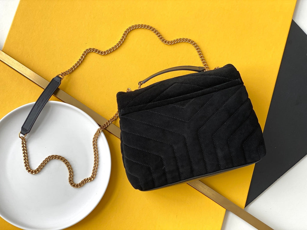 Top Quality Loulou Small Chain Bag In "Y" Black With Gold Hardware For Women 9.8in/23cm YSL 4946991U8671000