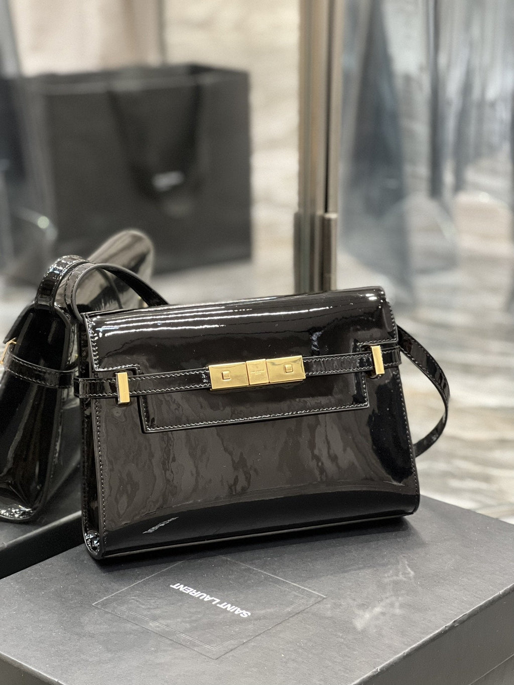 Manhattan Small Shoulder Bag Black For Women 9.4in/24cm YSL 675626B870J1000