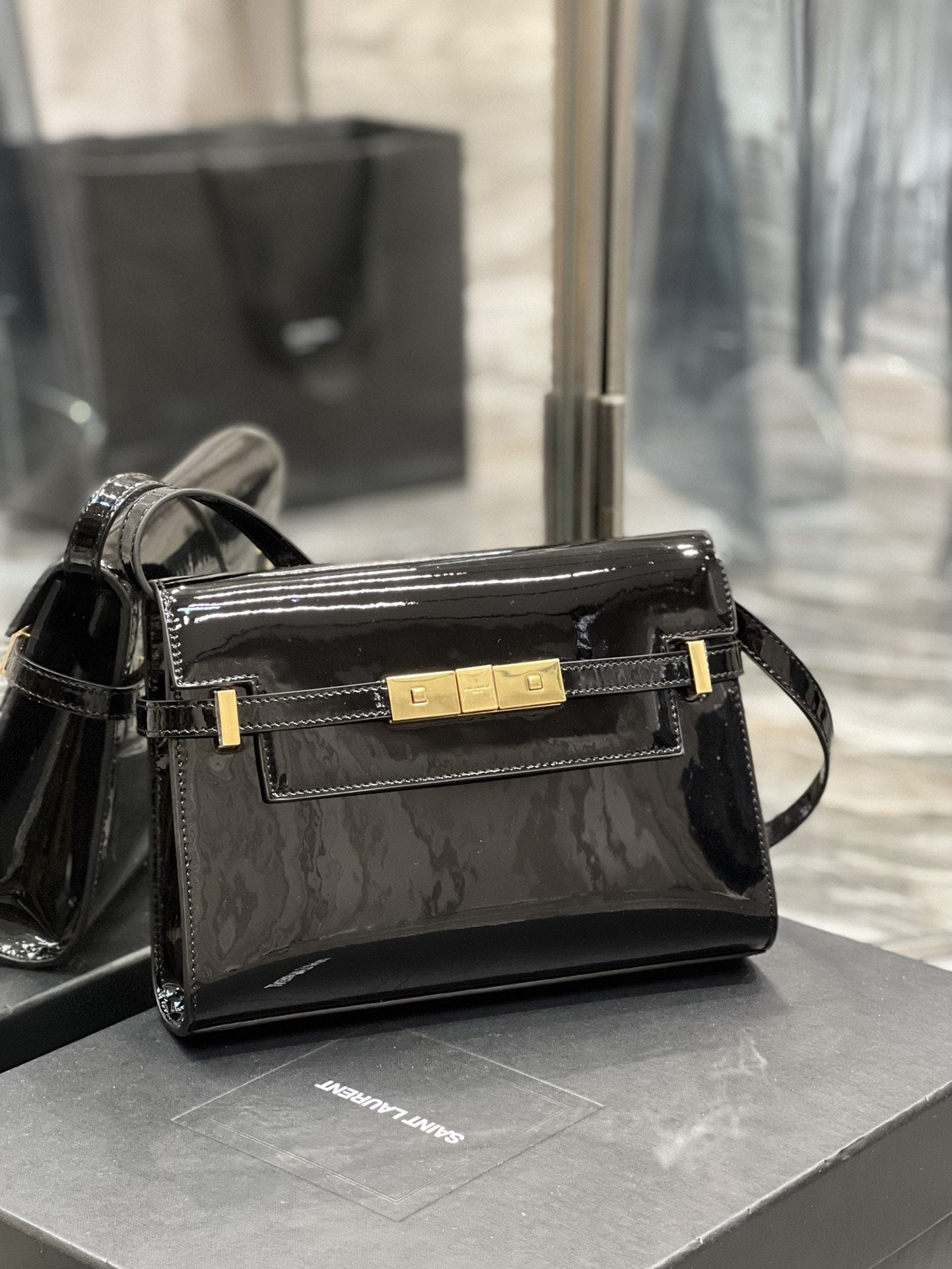 Manhattan Small Shoulder Bag Black For Women 9.4in/24cm YSL 675626B870J1000