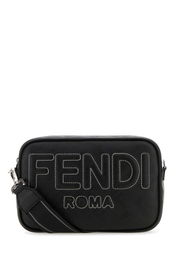Man Black Fabric And Leather Shadow Crossbody Bag