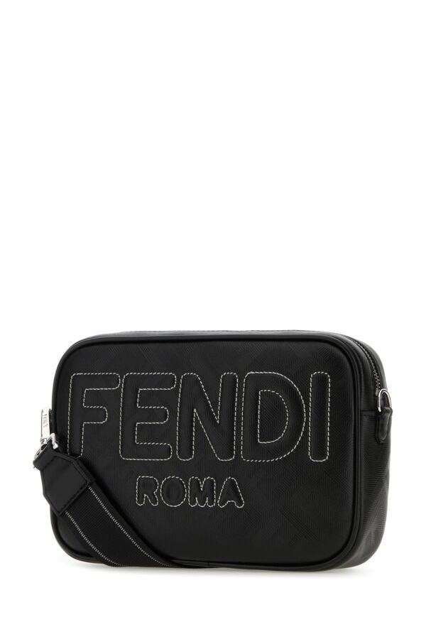 Man Black Fabric And Leather Shadow Crossbody Bag