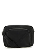 Man Black Leather Camera Case Duo  Crossbody Bag