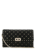Valentino Garavani Woman Black Nappa Leather Rockstud Spike Clutch