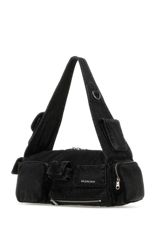 Balenciaga Man Black Denim Superbusy S Shoulder Bag