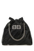 Balenciaga Woman Black Leather Xs Crush Shoulder Bag