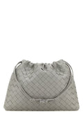 Bottega Veneta Woman Light Grey Leather Medium Clutch