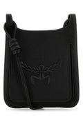 Mcm Woman Black Leather Mini Himmel Hobo Crossbody Bag