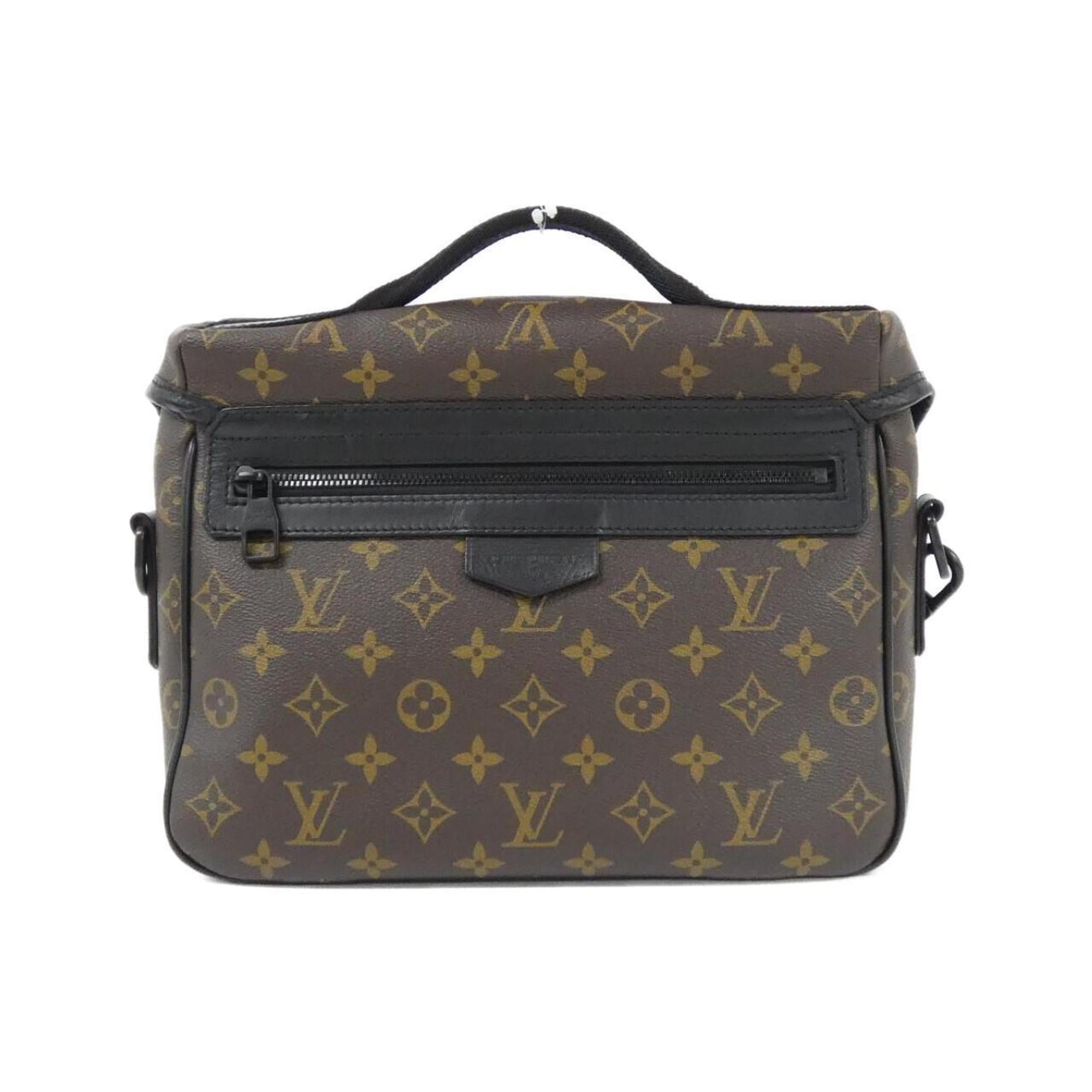 Louis Vuitton Black Brown Coated Canvas Shoulder Bag