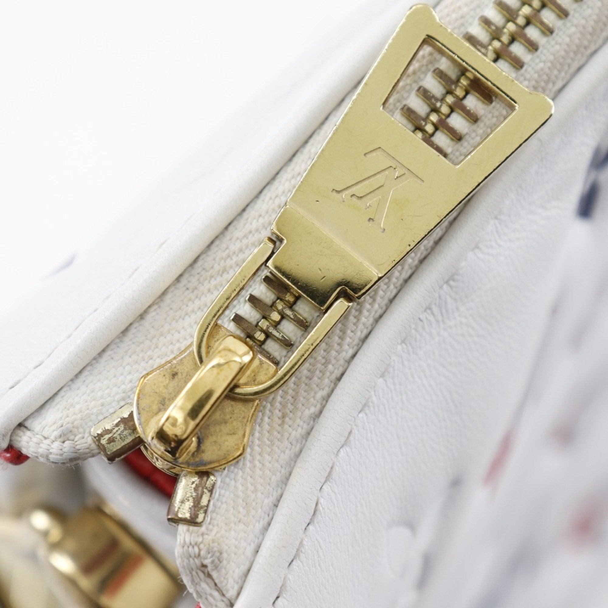 Louis Vuitton Navy Red Color White Leather Shoulder Bag