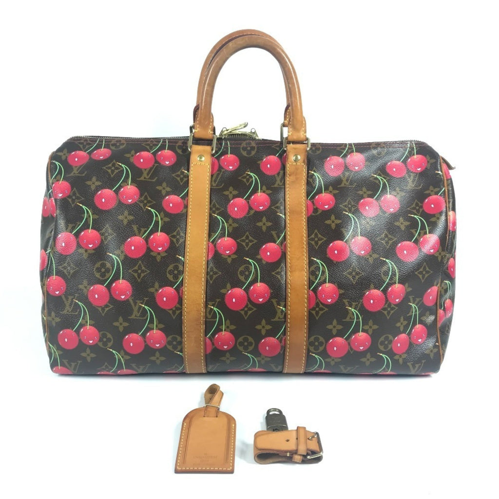 Louis Vuitton Brown Monogram Cherry Red Color Monogram Boston Bag