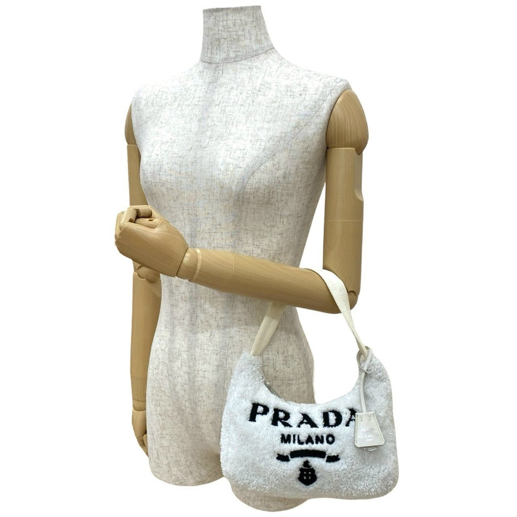 Prada White Pile Fabric Handbag Pouch