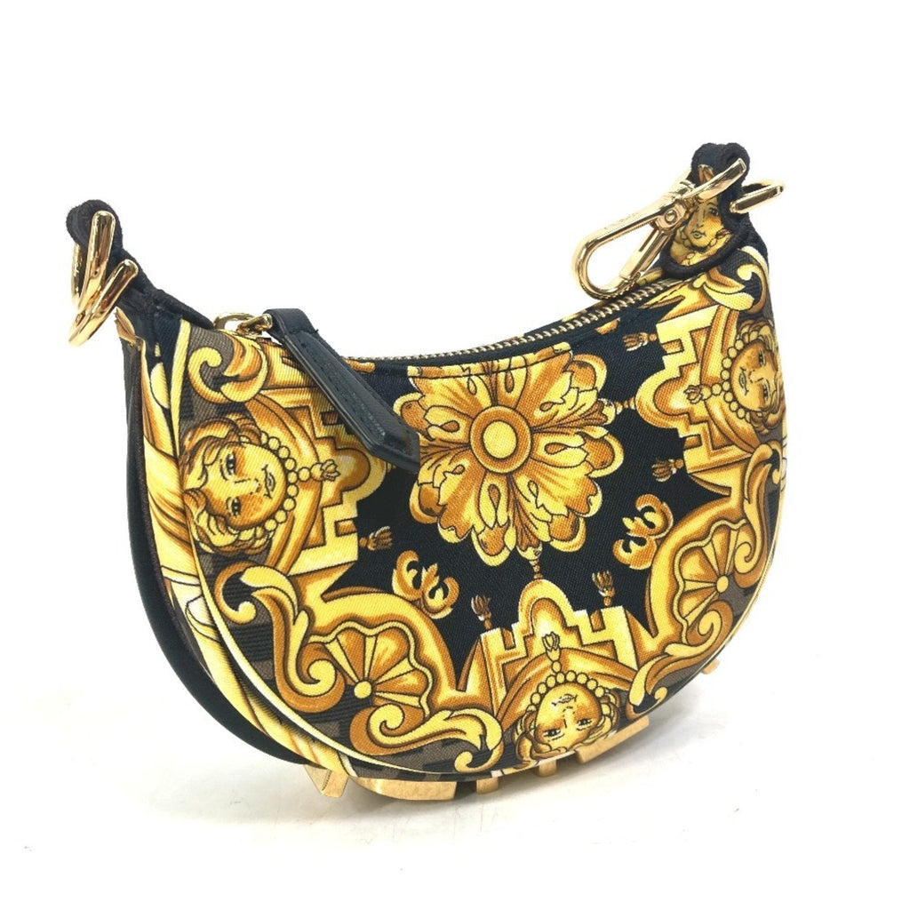 Fendi Black Yellow Nylon Leather Clutch Bag Handbag Pouch